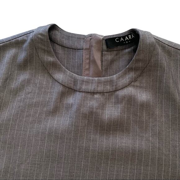 Caara Women's Alfie Dark Academia Silver Gray Pinstripe Blouse Top Size Small - Picture 2 of 12